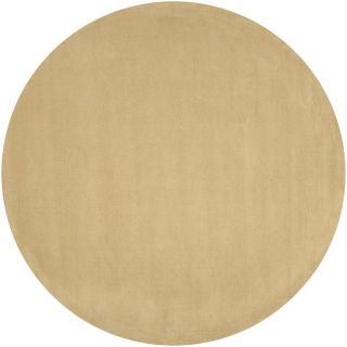 Hand crafted Light Yellow Solid Causal Ridges Wool Rug (8 Round)