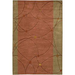 Hand tufted Green/brown Mandara Wool Rug (5 X 76)