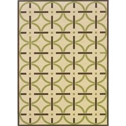 Geometric Ivory/brown Outdoor Area Rug (67 X 96)