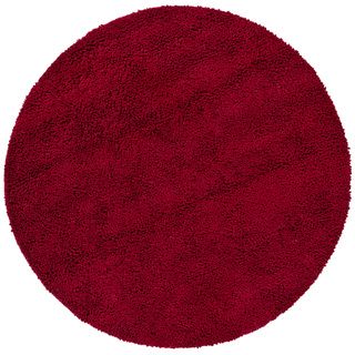 Handwoven Dark Red Mandara New Zealand Wool Shag Rug (79 Round)
