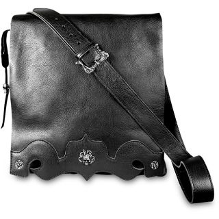 Zeyner Black Italian Vachetta Leather Messenger Bag