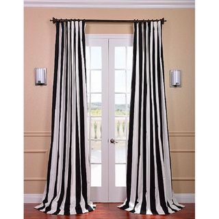Cabana Black Stripe Cotton Curtain Panel
