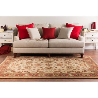 Hand tufted Galway Beige/red Traditional Border Wool Rug (10 X 14)