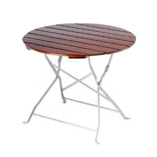 Beer Garden 35 Inches Round Folding Wood Table  