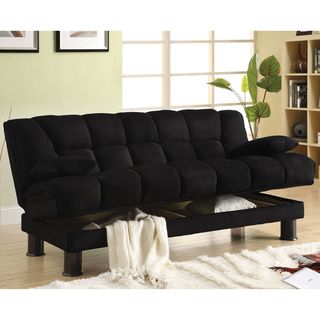 Furniture Of America Furniture Of America Black Elephant Skin Microfiber Futon Sofabed With Storage Black Size Full
