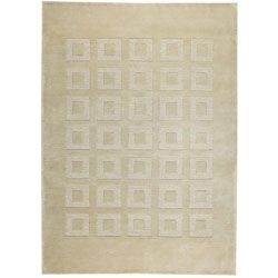 Hand knotted Marm Beige Geometric Wool Rug (66 Square)