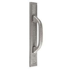 Solid Copper Drawer Pull With Rectangular Backplate In Satin Nickel Finish (pack Of 2)