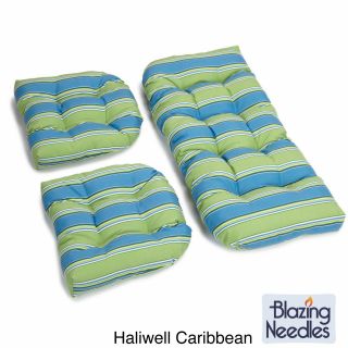 Blazing Needles Patterned All weather U shaped Outdoor 3 piece Settee Bench Cushion Set