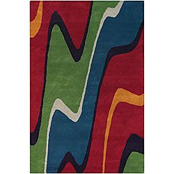 Hand tufted Mandara Red Contemporary Wool Rug (5 X 76)