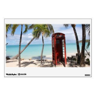 Red public Telephone Booth on Antigua Wall Graphic
