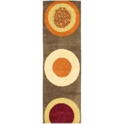 Handmade Soho Brown/ Multi New Zealand Wool Rug (26 X 12)