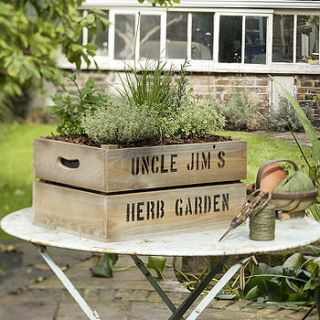 personalised crate   large planted with kitchen herbs by plantabox