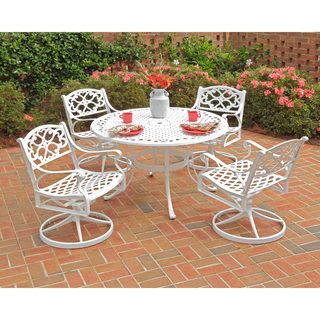 Home Styles Biscayne 5 piece 48 inch White Cast Aluminum Patio Dining Set White Size 5 Piece Sets