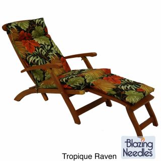 Blazing Needles Tropical/ Stripe All weather Outdoor Steamer Deck Lounger Cushion