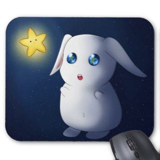 Super cute bunny rabbit catching stars mouse pads