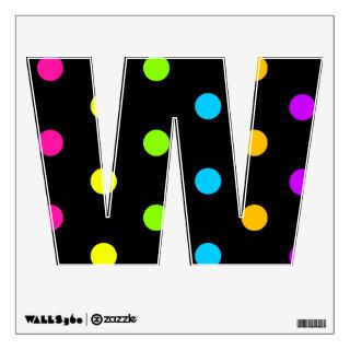 Bright Neon Polka Dot Letter W Wall Decal