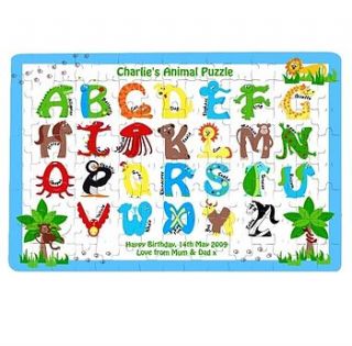 personalised alphabet jigsaw blue or pink by sleepyheads