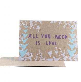 'all you need is love' card by particle press and the thousand paper cranes