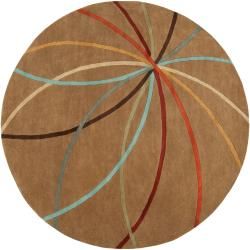 Hand tufted Brown Contemporary Argand Wool Abstract Rug (6 Round)