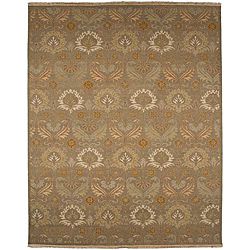 Hand knotted Ivory Floral Wool Area Rug (10 X 14)