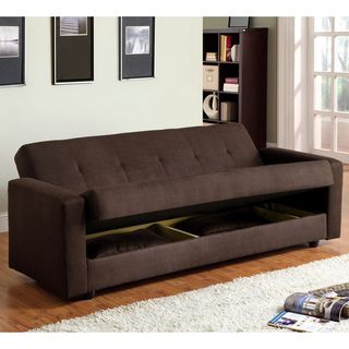 Furniture Of America Furniture Of America Cozy Microfiber Sleeper Sofa Bed With Storage Brown Size King