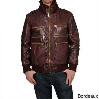 Knoles and Carter Knoles   Carter Mens Big   Tall Triple Collar Leather Bomber Jacket Red Size 3XL