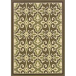 Green/ivory Outdoor Abstract Area Rug (53 X 76)