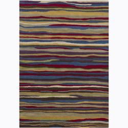 Hand tufted Striped Mandara Abstract Wool Rug (5 X 7)