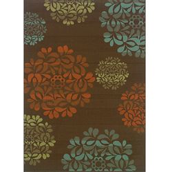 Brown/blue Outdoor Polypropylene Area Rug (53 X 76)