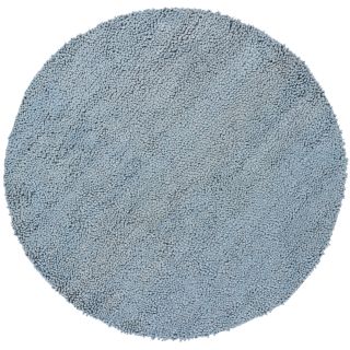 Handwoven Light Blue Mandara New Zealand Wool Shag Rug (79 Round)