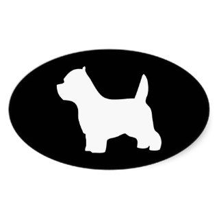 West Highland White terrier dog, westie silhouette Oval Stickers