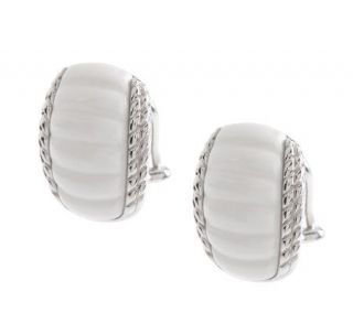 Judith Ripka Sterling Carved White Agate Earrings —