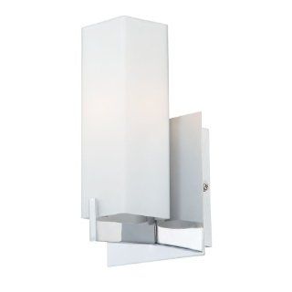 Alico Industries BV281 10 15 Moderno Collection 1 Light Vanity Fixture, Chrome Finish with White Opal Glass Shade   Wall Sconces  