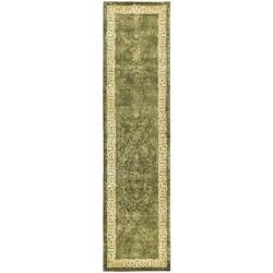 Handmade Majestic Green/ Ivory N. Z. Wool Rug (26 X 8)
