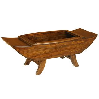 Boat shaped Decorative Wood Footed Bowl