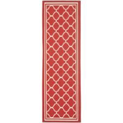 Poolside Red/ Bone Moroccan style Indoor/ Outdoor Rug (24 X 67)