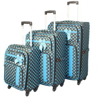 World Traveler Polka Dot Delight 3 piece Expandable Lightweight Spinner Luggage Set