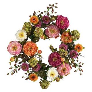 Nearly Natural Wreath Peony   Multicolor (24)