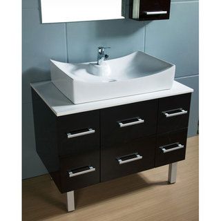 Design Element Design Element Paris Contemporary Bathroom Vanity With Vessel Sink Espresso Size Single Vanities