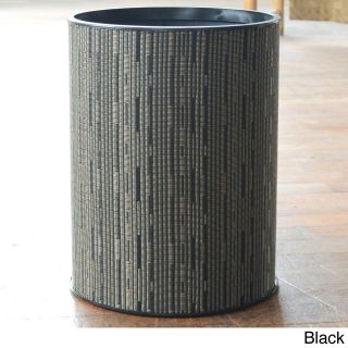 1530 Lamont Home Caprina Contemporary Round Black Woven Wastebasket