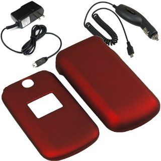 BW Hard Shield Shell Cover Snap On Case for U.S. Cellular LG Envoy II UN160 + Car + Home Charger Red Cell Phones & Accessories