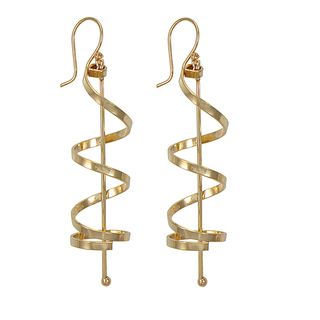Handcrafted Goldtone Spiral Dangle Earrings (Mexico) Earrings