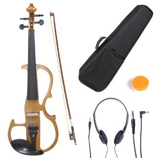 Cecilio 4/4 CEVN 2Y Solid Wood Yellow Maple Metallic Electric / Silent Violin with Ebony Fittings in Style 2 (Full Size) Musical Instruments