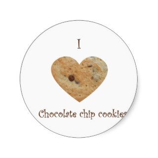 I heart chocolate chip cookies round sticker