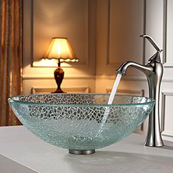 Kraus Bathroom Combo Set Broken Glass Vessel Sink/faucet