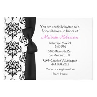 Chic Black & White Damask Bridal Shower Invitation