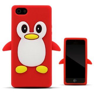 Zooky Apple Iphone 5/5S Stylish Soft Silicone Gel Case / Cover , Cartoon / Penguin Design , High / Premium Quality   Red Cell Phones & Accessories
