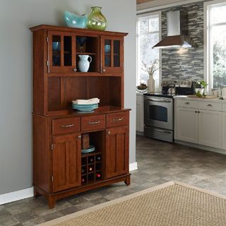 Medium Cherry Hutch Buffet With Wood Top