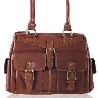 leather tote handbag with twin handles by teals