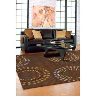 Hand tufted Brown Contemporary Circles Mayflower Wool Geometric Rug (76 X 96)